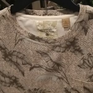 Tasso Elba Island green/brown foliage print s/s shirt w front pocket Size Large